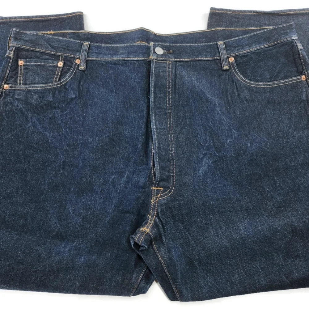 Levis 501 Dark Blue 100% Cotton Button Fly Denim Jeans 48 X 30 - Picture 4 of 9